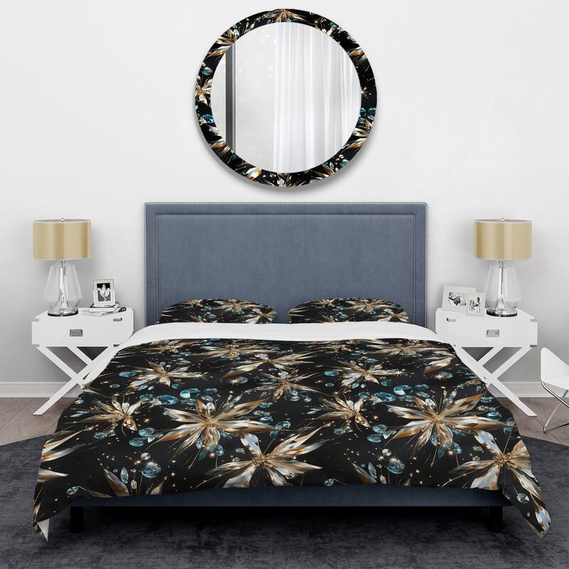 Designart "Black And Gold Glass Glamour Opulence" Black Glam Bedding